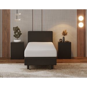 Nessa® - 80x190 Boxspring Bjorn - Zwart PU Skin Leder - Inclusief 20cm dik HR45 Koudschuim Comfort matras