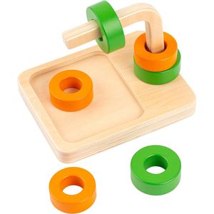 Educo Educatief speelgoed 'Schuif de ring' - Sensorisch speelgoed 1 jaar - Spelend leren Motoriek - Houten speelgoed