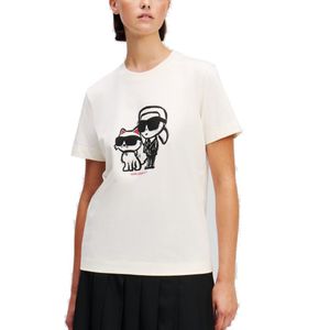 Karl Lagerfeld - Ikon Sketch - T-shirt - Wit - Katoen