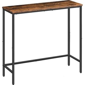Smalle consoletafel, 75 cm bijzettafel, haltafel, kleine tentoonstellingstafel, softafel voor kleine ruimte, voor ingang, hal, donkerbruin-zwart