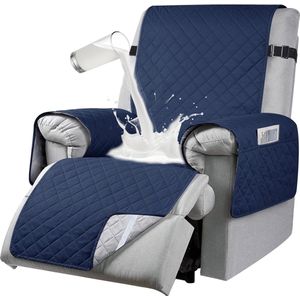 Fauteuilbeschermer voor televisiestoel - waterdichte relaxstoel - stoelbeschermer met zakken en armleuningen - 1-zits, stoelbekleding, antislip, stoelbekleding voor meubelbescherming - Blauw