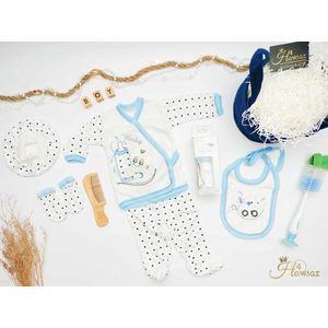 Kraamcadeau 9 stuks - Babyset - Geboortecadeau - babyshower - Kraampakket - Baby verzorging - Babygeschenkset - Houten kam - Slabbetje - Babykleding - Baby zuig flesje glas King Bear