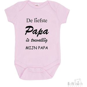 100% katoenen Romper ""De liefste papa is toevallig mijn papa"" Unisex Katoen Roze/zwart Maat 56/62