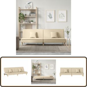 vidaXL Slaapbank - Crème - Inclusief Kussens - 200 cm Slaapbank - Sofa Bed - Tweepersoonsbed - Comfortabele Zitbank - Creme Kleurige Bank