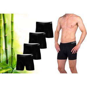 Bamboo Elements - Ondergoed Heren - 4 Stuks - Boxershort Heren - Zwart - M - Bamboe Boxershorts voor mannen - Bamboe Ondergoed Heren