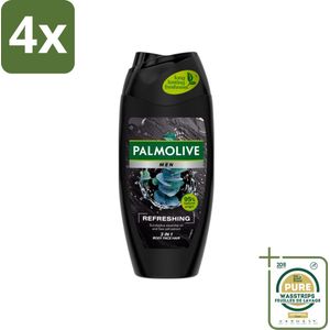 Palmolive Men 3-in-1 Body Face Hair Refreshing Etherische Eucalyptusolie Zeezoutextract 250 ml - Voordeelverpakking - 4 stuks - Verfrissend - Verzorgend