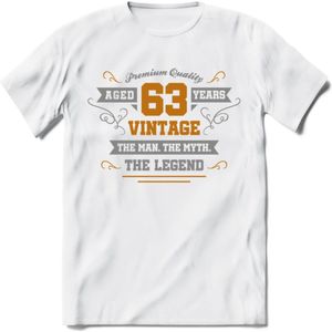 63 Jaar Legend T-Shirt | Goud - Zilver | Grappig Verjaardag Cadeau | Dames - Heren | - Wit - 3XL