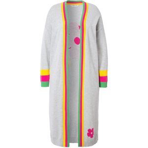 Angel of Style - Dames - Lang vest straight fit neon geribbelde boord - Lichtgrijs melange - Maat 50+