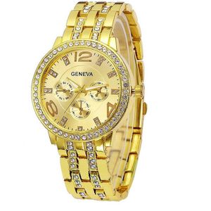 Geneva Dames Horloge - RVS - Goudkleurig & Kristal - Ø 40 mm
