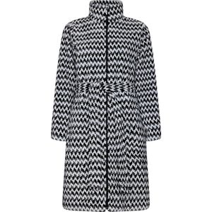 BLACK FRIDAY Pastunette Premium Badjas - Monochroom - Zwart / Wit - Fleece - Rits - Maat XXL