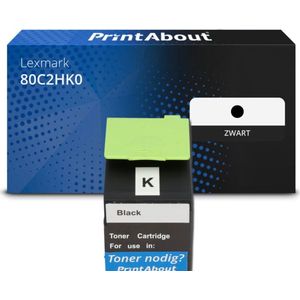 PrintAbout huismerk Toner 80C2HK0 (802HK) Zwart Hoge capaciteit geschikt voor Lexmark