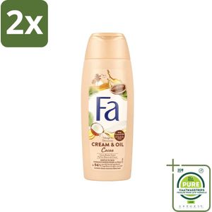 Fa - Douchecrème - Room & Olie Kokosnuss Kakaoboter - Verzachtend & Voedend - 250 ml - Voordeelverpakking - 2 stuks - Douchecrème - Natuurlijke douchecrème