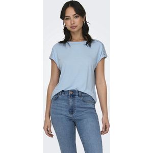 ONLY - Life S/S Lace Mix - T-shirt - Clear Sky