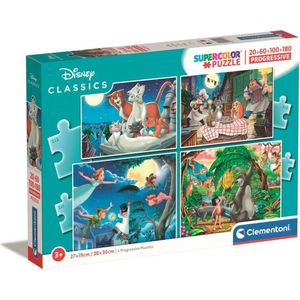 Clementoni Kinderpuzzels - Disney Classics, Legpuzzel Set 20+60+100+180 Stukjes, 3-5 jaar - 21414