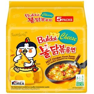 Samyang Hot Chicken Flavor Ramen Buldak Cheese - Noedels - 5 x 140 gram