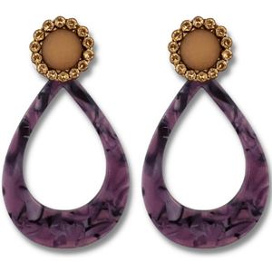Inia lila paarse statement oorbellen met Swarovski
