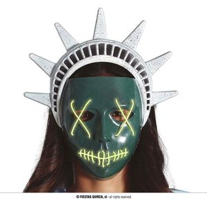 Fiestas Guirca - Vrijheidsbeeld masker met LED verlichting - Halloween Masker - Enge Maskers - Masker Halloween volwassenen - Masker Horror