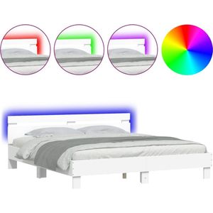 vidaXL-Bedframe-met-hoofdeinde-en-LED-verlichting-wit-160x200-cm