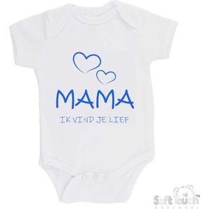 100% katoenen Romper ""Mama, ik vind je lief"" Jongens Katoen Wit/blauw Maat 56/62