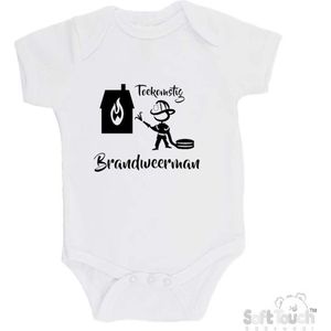 100% katoenen Romper ""Toekomstig brandweerman"" Brandweer Unisex Katoen Wit/zwart 62/68
