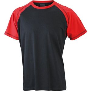 James and Nicholson - Heren Raglan T-Shirt (Zwart/Rood)