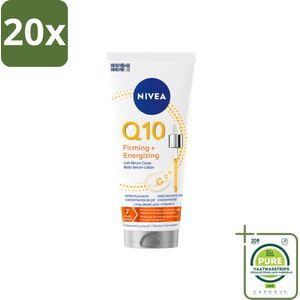 20 x NIVEA – Body Serum-Lotion – Q10 Verstevigend – 200 ml - Grootverpakking - Huid Verstevigen - Energie Huid - Hydratatie Huid - Q10 Serum - Vitamine C Huid