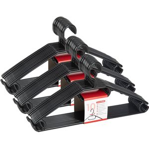 Plasticforte - Kledinghangers - Zwart - Set van 30 - Kunststof - 40,5 cm