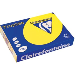 Clairefontaine Trophée Intens, gekleurd papier, A4, 120 g, 250 vel, zonnegeel 5 stuks