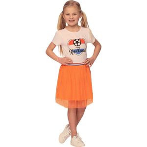 Oranje Meisjes T-shirt Jurk - T-shirtjurk - Team Holland - Voor o.a. EK/WK Koningsdag - Holland - Maat: 86/92 - 1,5 tot 2 jaar