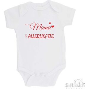100% katoenen Romper ""Mijn mama is de allerliefste"" Moederdag Unisex Katoen Wit/rood Maat 68/74