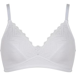 Naturana katoenen soft BH zonder beugels met zigzag afwerking maat 75C wit
