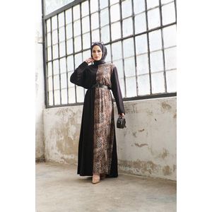 Jurk zebra met riem lang | Zwart Bruin