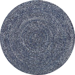 BULUCA - Laagpolig vloerkleed - Blauw - 140 cm - Katoen