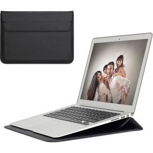 2-in-1 Laptopsleeve 13 tot 13,3 inch - Vegan Leer - Laptophoes Dames - Laptop Tas Sleeve met Standaard