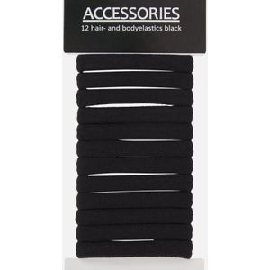 12 haar elastieken zwart (zonder metaal/naad)