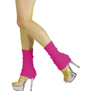 Beenwarmer CLAUDIA - Neon Roze - Acryl - One size - 1 paar - Carnaval - Feest - Jaren 80 - Legwarmers - Jambières - Carnavalskleding