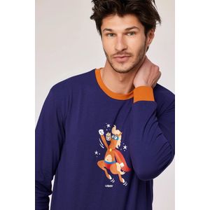 Woody pyjama jongens/heren - donkerblauw - pony - 252-10-PLE-Z/893 - maat XXL