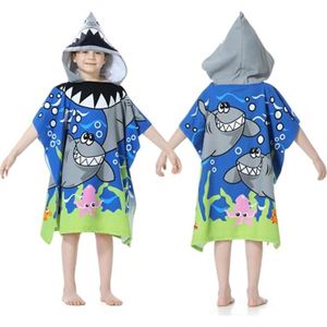 Badponcho voor kinderen, microvezel, ultrazacht, absorberend, met capuchon, voor jongens en meisjes, 6-14 jaar