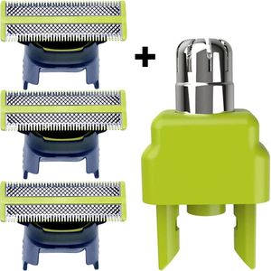 Vervangmesjes + trimmer geschikt voor Philips OneBlade - QP2520/QP2530/QP2620/QP2630/QP2724/QP2834 – 3 stuks