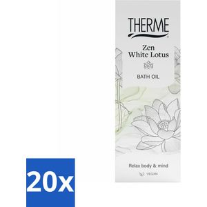20 x Therme - Zen White Lotus - Badolie - Verzorgend - Verfrissend - 100ml - Badolie - Ontspanning - Zen Wellness - Mindfulness - Badritueel