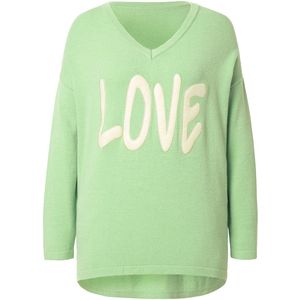 MIAMODA MIAMODA - Dames - Trui oversized LOVE - Pastelgroen - Maat 42+