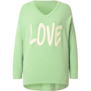 MIAMODA - Dames - Trui oversized LOVE - Pastelgroen - Maat 42+