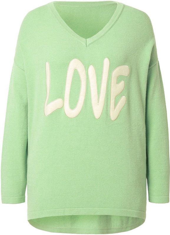 MIAMODA MIAMODA - Dames - Trui oversized LOVE - Pastelgroen - Maat 42+