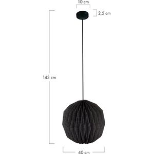 DKNC - Hanglamp Edina - 40x40x43cm - Zwart