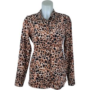 Angi's - travelstof blouse - Oranje/Bruine dierenprint - Ademend - Kreukvrij - Duurzame Blouse