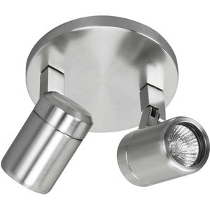 Rain spot | 2 lichts | grijs / staal | glas / metaal | Ø 15 cm | 35 watt | dimbaar | kantelbaar | plafondlamp / badkamer lamp / hal lamp | modern design