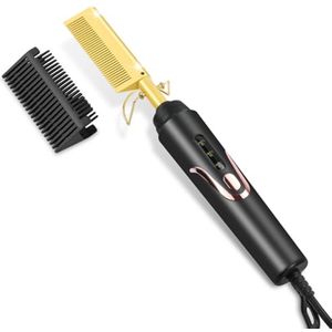 Elektrische stijltang en kam 2-in-1 voor perfect gestyled haar - Automatische uitschakeling en dubbel voltage