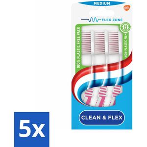 Aquafresh Tandenborstel Clean & Flex Medium 3 stuks per verpakking - Bulkverpakking - 5 stuks