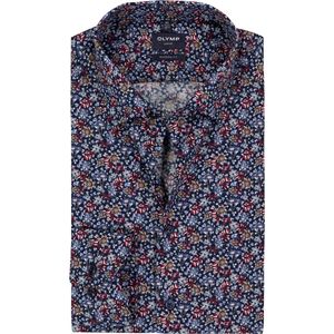 OLYMP - Luxor - Overhemd - Marine Blauw - Modern Fit - Mouwlengte 7 - Strijkvrij