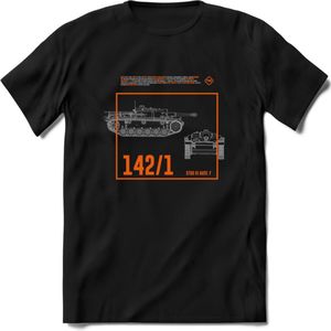 Stug 3 Tank Destroyer leger T-Shirt | Unisex Army Tank Kleding | Dames / Heren Tanks ww2 shirt | Blueprint | Grappig bouwpakket Cadeau - Zwart - S